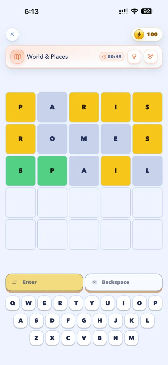 Word Guess Blitz gameplay screen