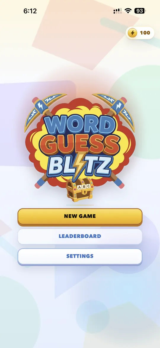 Word Guess Blitz home screen